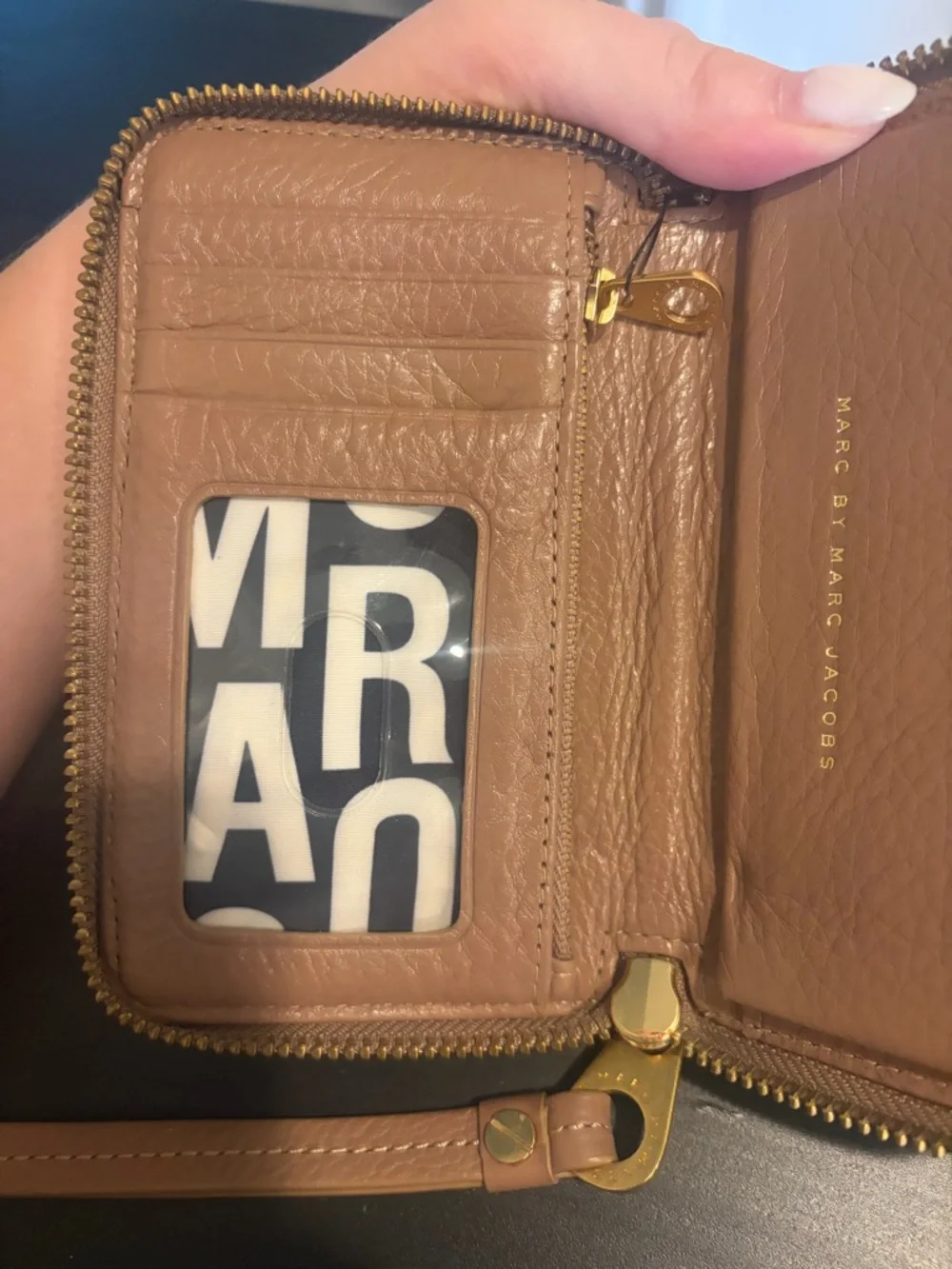 Marc Jacobs Pebbled Leather Wristlet in Blush Taupe with Gold Hardware